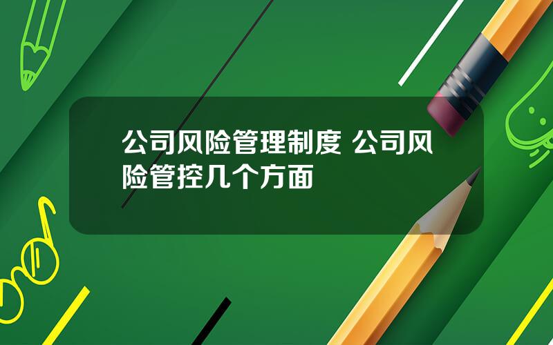 公司风险管理制度 公司风险管控几个方面